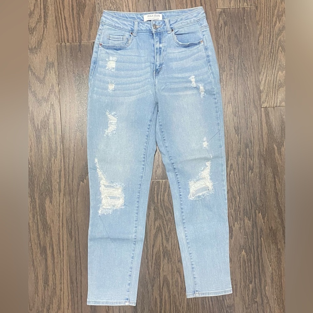 Wax Jean Light Blue Ripped Boyfriend Jeans - Picture 6 of 12